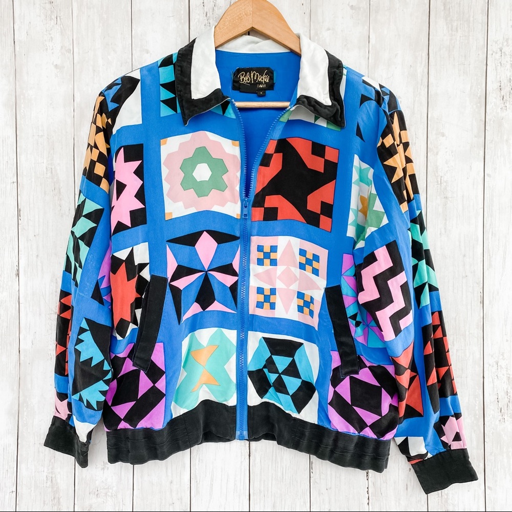 Vintage Bob Mackie Wearable Art Silk Jacket Small